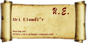 Uri Elemér névjegykártya